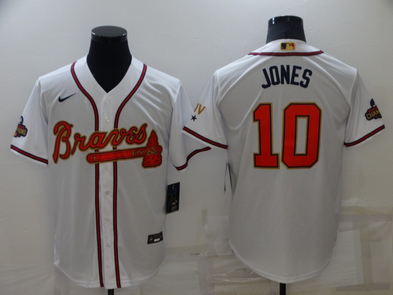 Braves 10 Chipper Jones White 2022 Gold Program Nike Cool Base Jersey,We sell and wholesale Braves 10 Chipper Jones White 2022 Gold Program Nike Cool Base Jersey on line form chian!